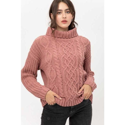 Mauve Chunky Cable Knit Sweater