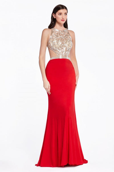 Red Grecian Beaded Dress
