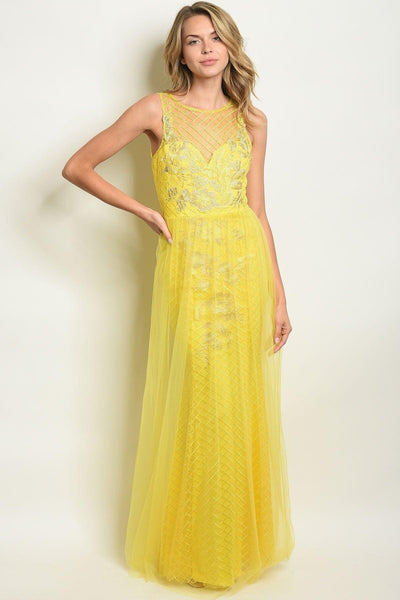 Reese Yellow Mesh Gown