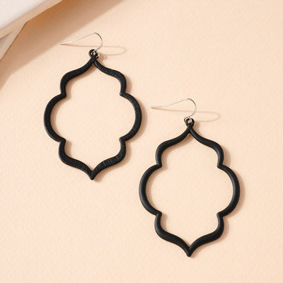 Moroccan Metal Dangling Earrings-Black