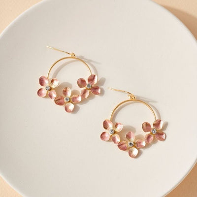 Floral Charms Rose Dangling Earrings