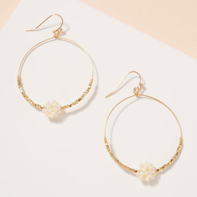 Pearls Wire Metal Hoop Earrings