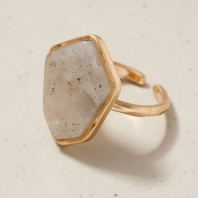 Semi Precious Stone Charm Open Ring